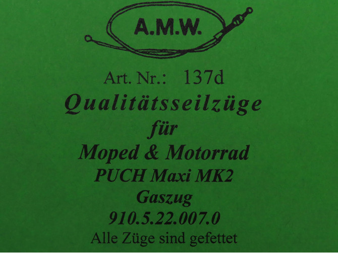 Bowdenzug Puch Maxi MK2 Gaszug mit Rohrbogen A.M.W.  photo